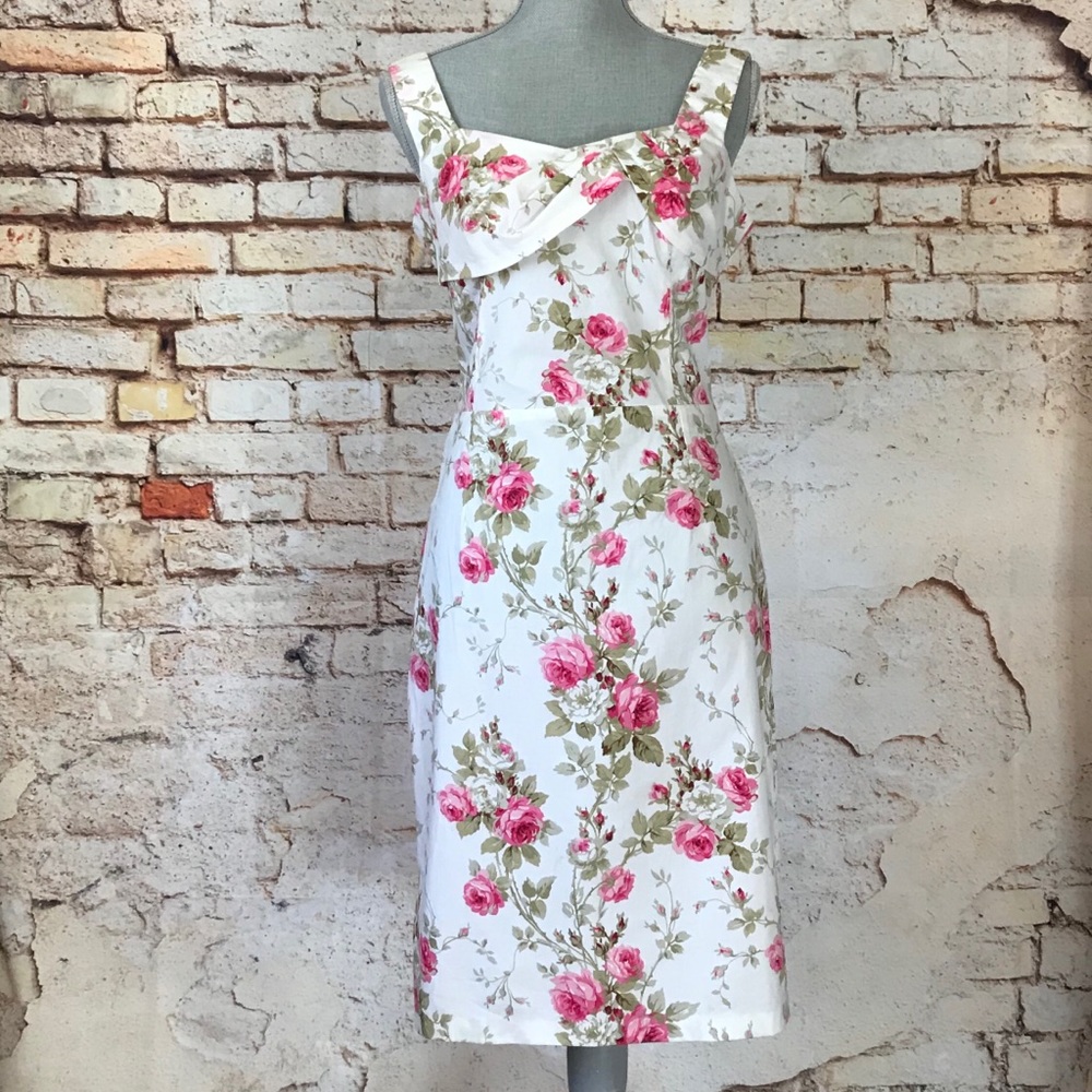 Rose Floral Classic Knee Length Cotton Toumaza Spring Summer Event Wedding Dress